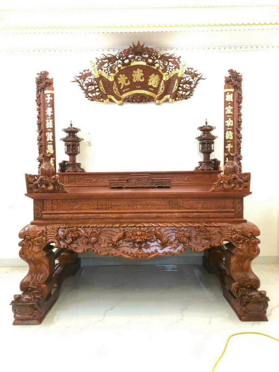 bộ cuốn thư câu đối mẫu mai hóa gỗ hương đá 1m97