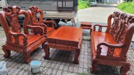 bộ bàn ghế khủng minh quốc đào tay 14 gỗ hương đá-vẻ đẹp nguy nga lộng lẫy 