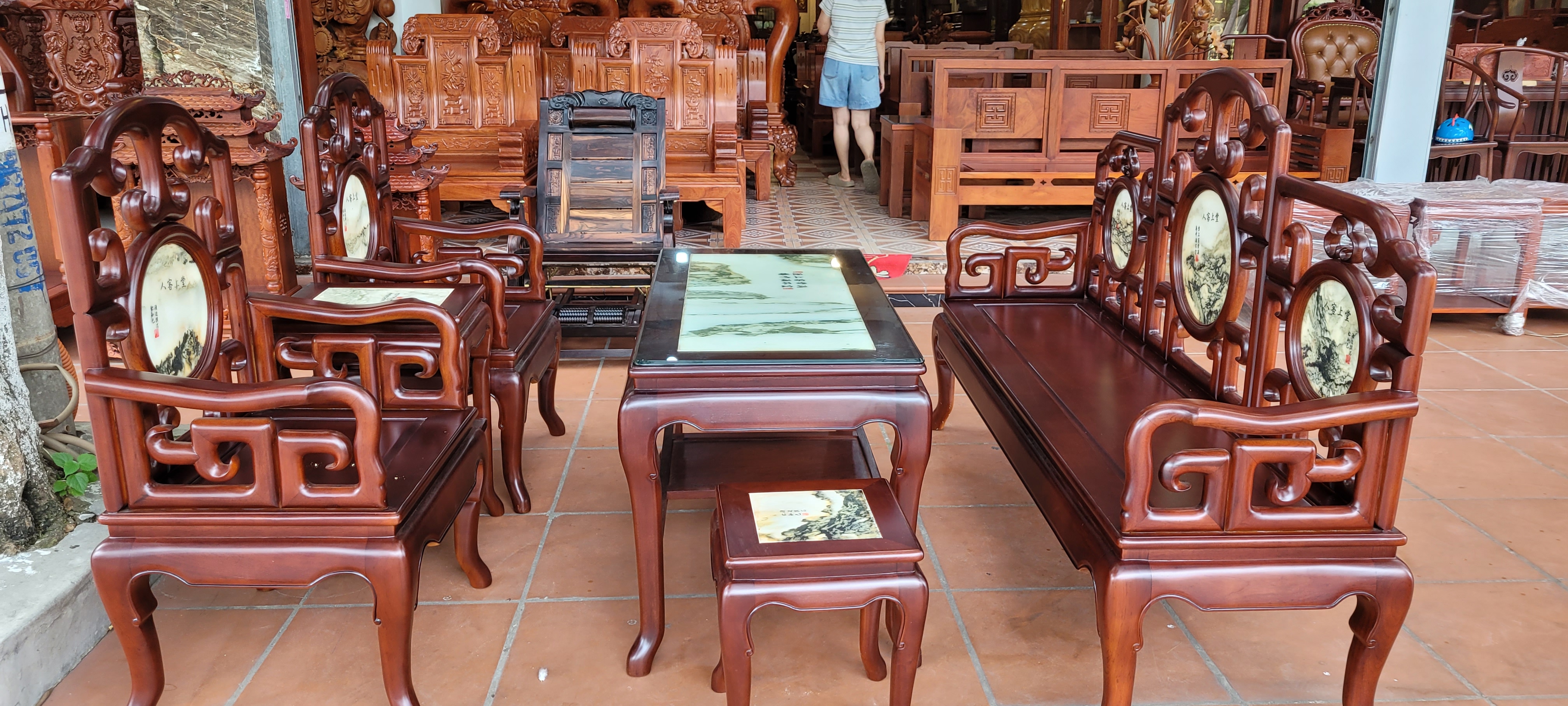 bộ bàn ghế móc mỏ gỗ gụ