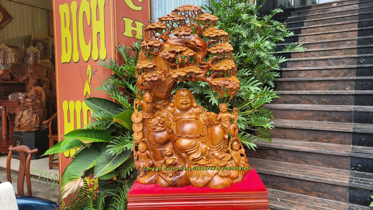 di lạc ngũ phúc gỗ hương ta nguyên khối