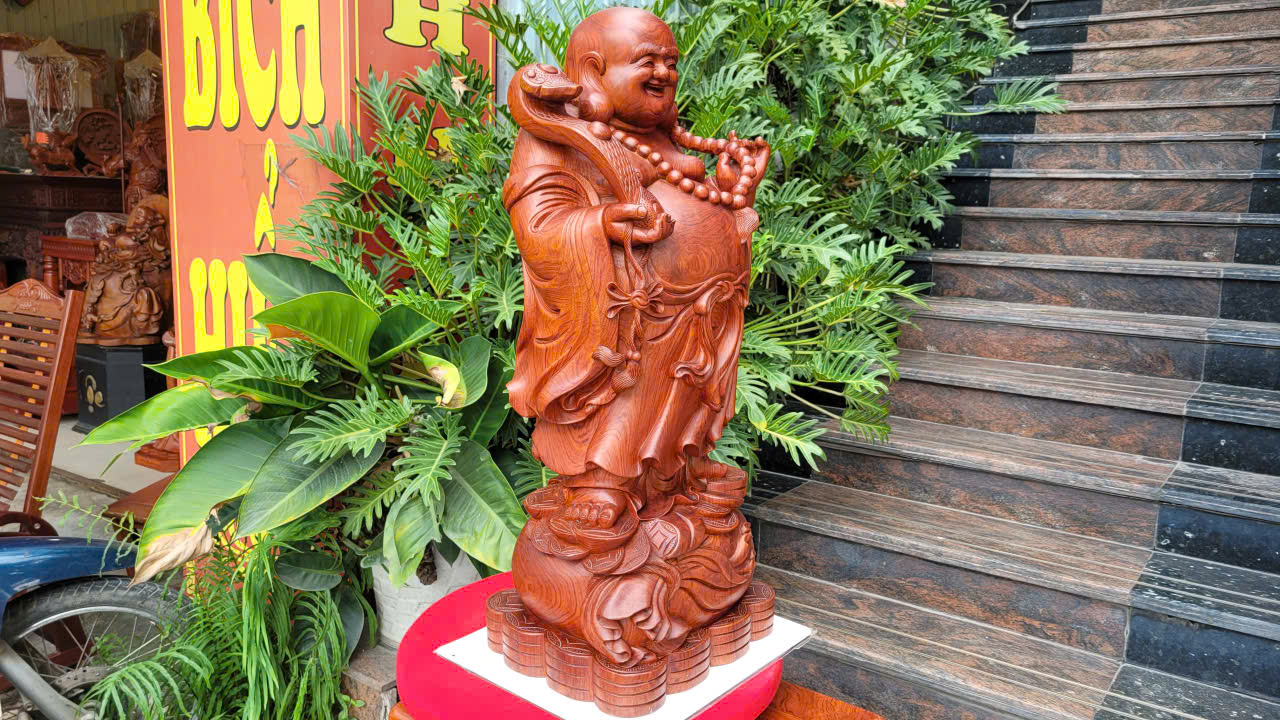 di lạc như ý gỗ hương đá nguyên khối