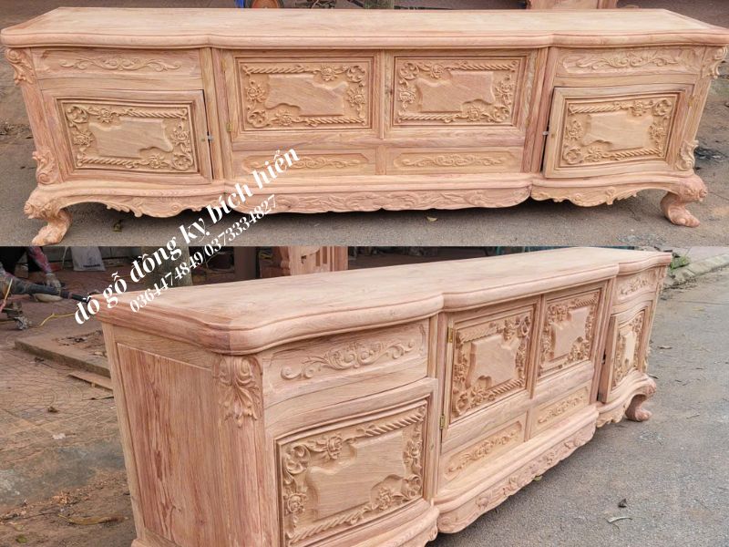 hình ảnh trân thực đẹp sắc nét đén từng chi tiết của kệ tivi hoang gia gỗ hươnng đá