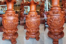 lục bình gỗ trạm tứ linh long-ly-quy -phượng