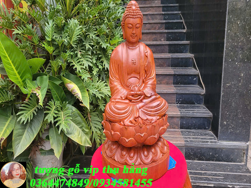 tượng phật adida ngồi đài sen đục thủ công sắc nét