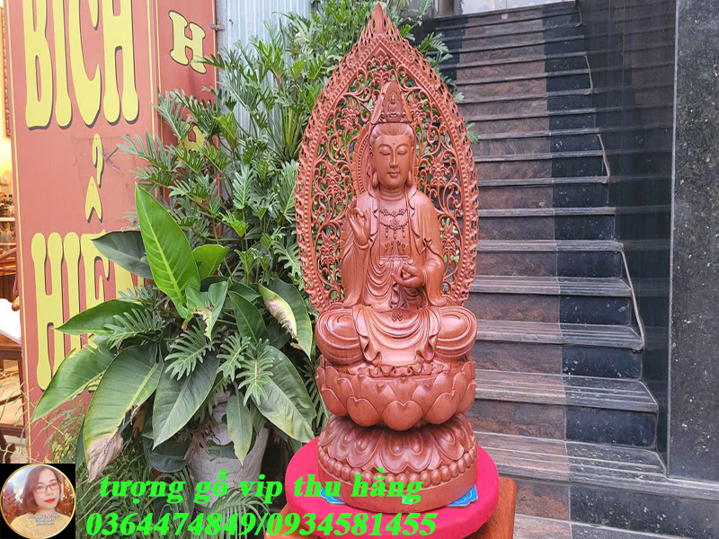 tượng phật quan thế âm bồ tác gỗ hương liền khối đẹp