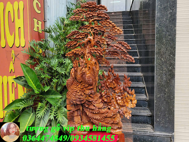 tượng chim công gỗ hương ta hàng lũa