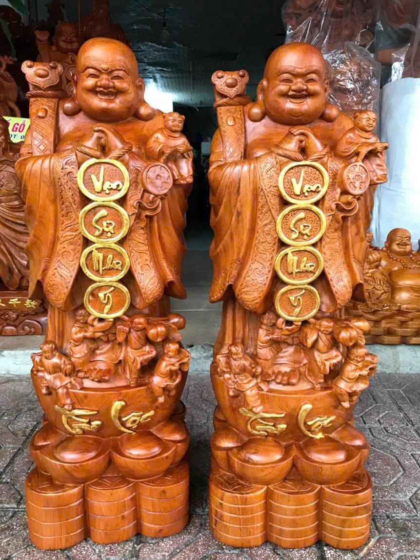 tượng thần tài,tượng di lạc chúc phúc gỗ hương đa đẹp