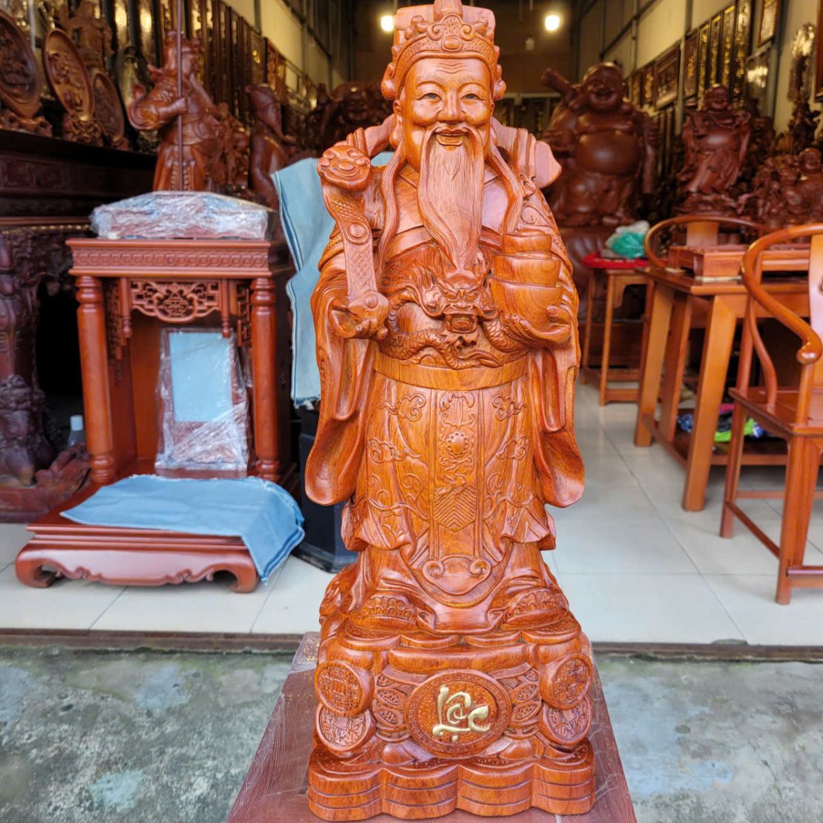 tượng ông lộc gỗ hương đá