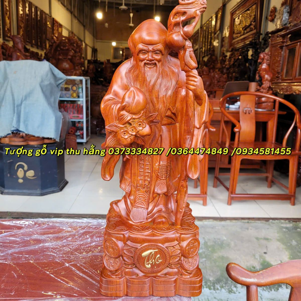 tượng ông thọ gỗ hương đá