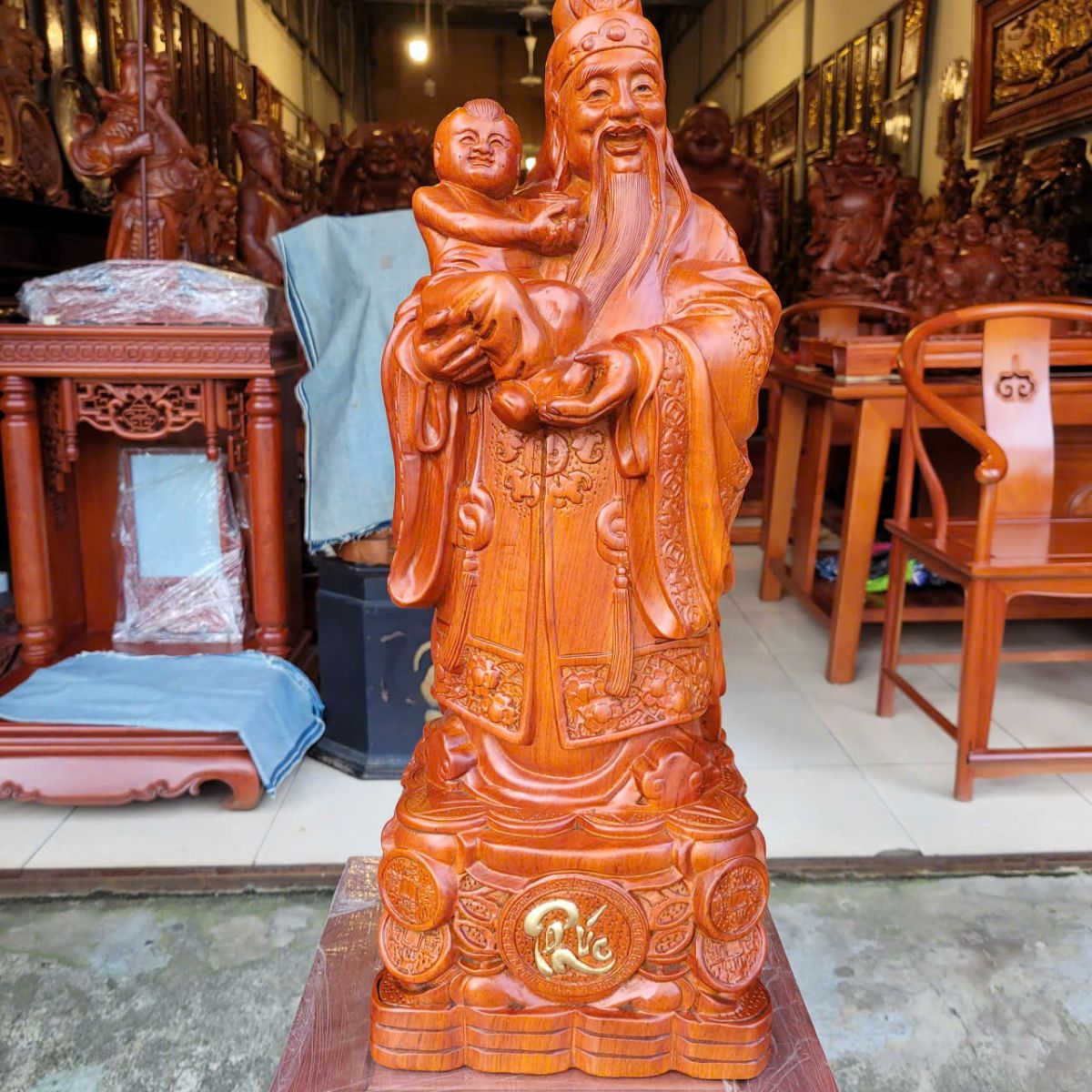 TƯỢNG ÔNG PHUC GỖ HƯƠNG ĐÁ