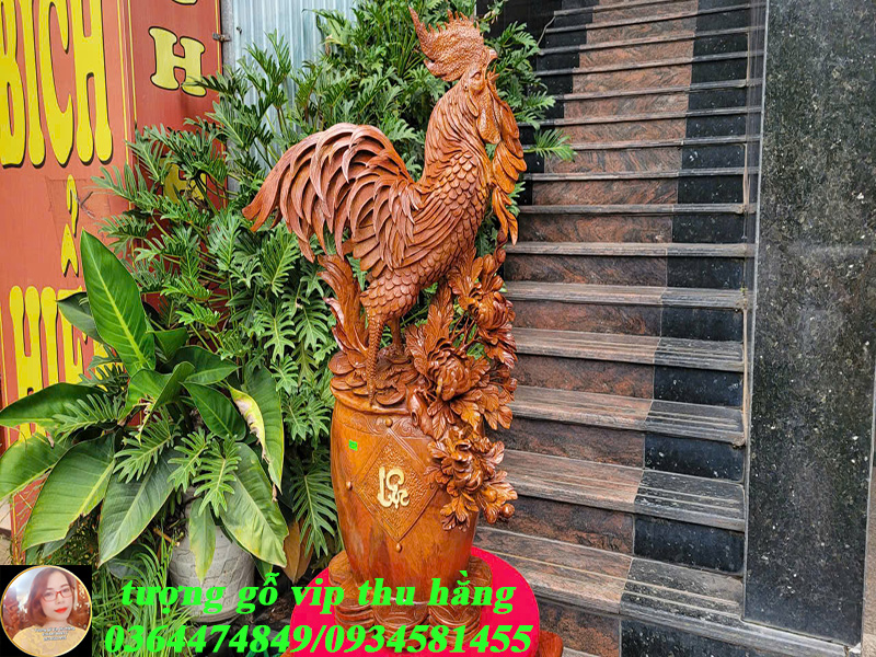 tượng nhất kê kim tiền gỗ hương ta, phôi lũa