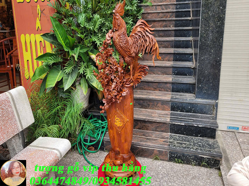 tượng cúc kê kim tiền gỗ lua hương ta cao cấp